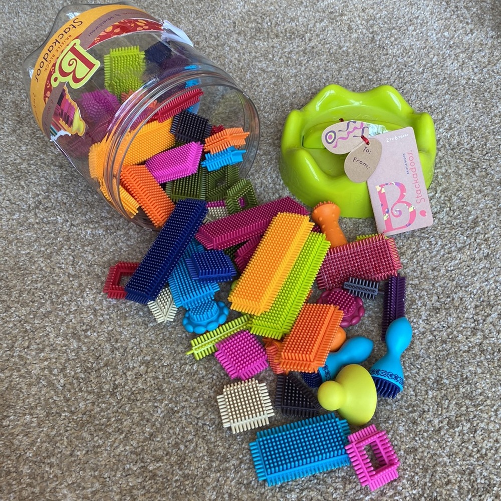 B. Toys Stackadoos Building Set Bristle Blocks- Multicolor